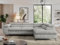 MKS MEBLE Sofa L, Wohnlandschaft L-Form mit Schlaffunktion und Bettkasten, Schlafsofa mit Bettkasten, Ecksofa, Sofa mit Einstellbare Kopfstützen, Pedro L - Hellgrau Struktur - Rechts