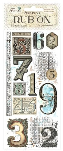 Stamperia - Rub-on for Scrapbooking, Albums, Card Making, Bullet Journalling and More, Easily Transfer Images onto Paper and Other Surfaces, Perfect for Hobbies, Crafts, and Gifting (Fortune Numbers)