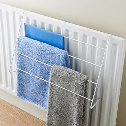 4-Tier Radiator Airer for Efficient Clothes Drying Metal Towel Holder Rack for Hanging Lightweight Towels and Laundry | Long-Lasting Durability | Space-Saving Clothes Airer Laundry Dryer Rail 3 Pack