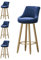 RNNYWDRQ Barstühle, 4er-Set, Barhocker, mit Samt gepolstert, mit Rückenlehne, Barstuhl mit Metallbeinen in Gold, 65 cm (Größe: 75 cm, Farbe: blau)