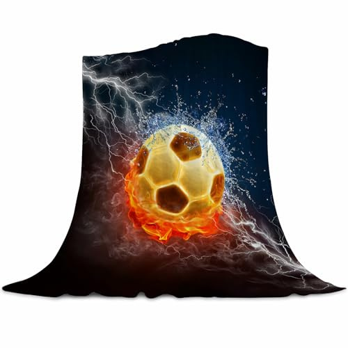 Gaakvrr Soccer Blanket Throw Soccer Ball Blankets Soft Lightweight Flannel Warm Cozy Football Blanket Gifts for Sport Fans Kids Adults 130x150cm(50x60 Inch)