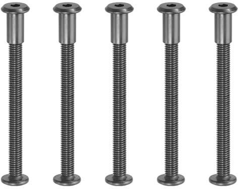 PATIKIL 5 kit Tornillo de Conexión, M8*60mm Postes de Tornillo de Unión Hexagonal Tornillos Chicago de Encuadernación Acero al Carbono Manguito para Muebles Cinturón Armario, Negro