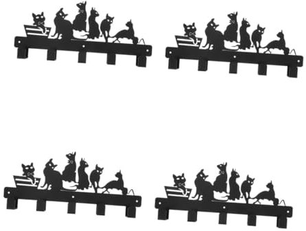 PRETYZOOM Porte-manteau Mural Métal Design Chat Élégant Pour Clés Et Serviettes Crochet Robuste Multifonction Pour Salle De Bain Cuisine Entrée Et Bureau Fixation Murale Facile Et Décoration