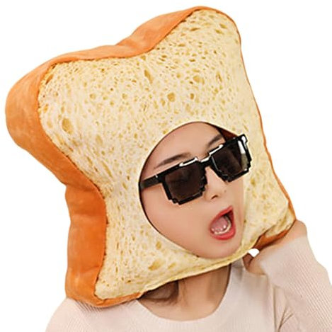 Brotkostüm, Toast-Plüschmütze - Weiche Plüsch-Toast-Kostüm-Abschlussball-Kopfbedeckung | 35 cm großer, mit Brot gefüllter Hut, Cosplay-Partys, Fotoautomaten-Requisiten für Erwachsene und Kinder