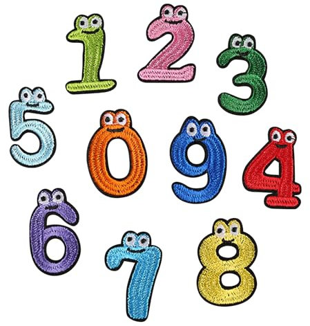 10 Pcs Numbers Sew on Embroidered Patches, Iron on Patch Iron on Numbers for Clothes on Sewing Applique Badge Bag Clothes Fabric Applique DIY for Cloth Dress Hat Jeans DIY Accessories