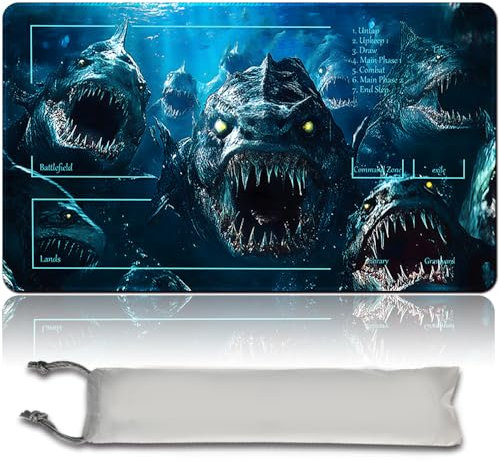 Spieler MTG Play Mat Gaming Mouse Pad Brettspiel genähte Kanten, Glatte Gummioberfläche, MTG PlayMat mit Zonen 60cm x 35cm Gaming Mouse Pad Kompatible MTG Spielmatte (with Zone,mtg46-3)