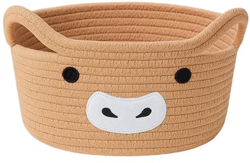 25x13 cm Boo Basket Korb, Korb für Geschenke, Geschenke Korb, Kuh Deko, Korb aus geflochtenem Material, Ideal zur Spielzeug Kleiner Gegenstände Aufbewahrung