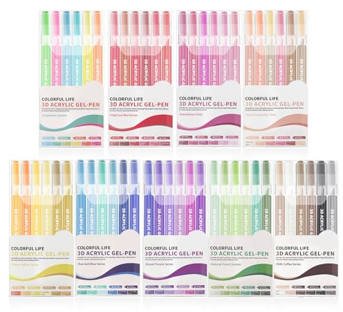 MOTIBACK 54 Stück Acryl Gelstifte Set Kugelschreiber | 9x6 Farbige Stifte mit 1mm Feinspitze für Malen, Schreiben und Markieren | Hochwertige Schreibwaren und Journaling Zubehör