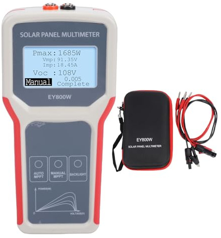 Eujgoov Solarpanel-Tester, 5–800 W, 12–60 V, 0–35 A, MPPT-Messgerät mit Automatischer Manueller Erkennung, LCD-Display Zur Fehlerbehebung bei PV-Modulen