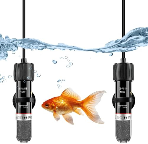 2PCS Fish Tank Heaters for Tropical Fish, USB 10W Mini Aquarium Heater with Thermostat, Submersible Turtle Tank Heater for Small Aquariums, Small Heating Rod for Salt Water and Freshwater(1-15 Litres)