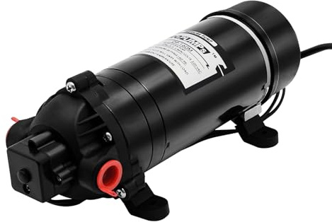 Pompe à Eau Auto-Amorçante 220V 120W, Pompe de Surpression Haute Pression 160Psi 11Bars, Débit 5,5L/min 3 Chambres, pour Irrigation Jardin, Nettoyage Voiture, Camping-Car et Bateau