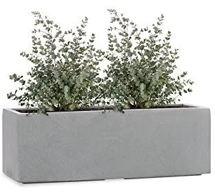Pflanzwerk® Pot de Fleur Fibre de Verre Tub Jardinière Gris 17x50x17cm *Résistant au Gel* *Protection UV* *Qualité européenne*