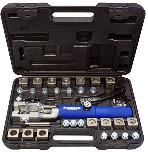 Mastercool 72475-PRC Universal Hydraulic Flaring Tool Set with Tube Cutter, Blue and Silver