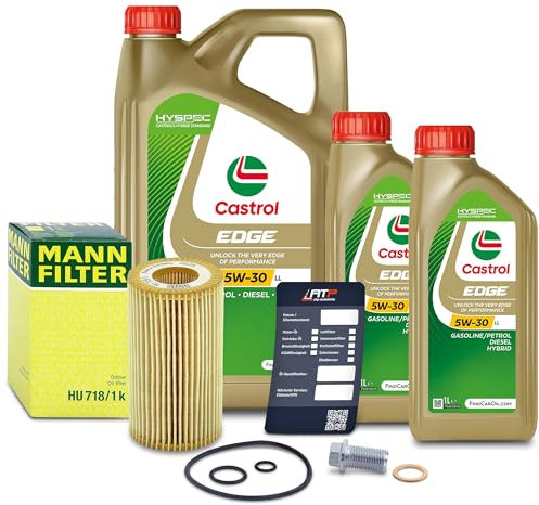 1x Ölwechsel Set - MANN-FILTER ÖLFILTER + 7 L CASTROL EDGE TITANIUM FST 5W-30 LL