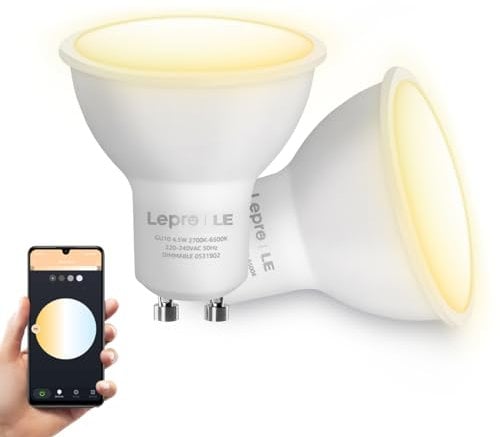Lepro GU10 Smart LED Lampen, Alexa Glühbirne Dimmbar Warmweiß und Kaltweiß, LED Leuchtmittel (4.5W=50W Halogenglühlampe), kompatibel mit Alexa und Google Home, 2 Stück