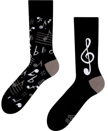 Dedoles Socken Unisex Damen Herren & Kinder Baumwolle viele lustige Designs 1 Paar Geschenk links rechts verschieden, Farbe Schwarz, Motiv Musik, Gr. 43-46