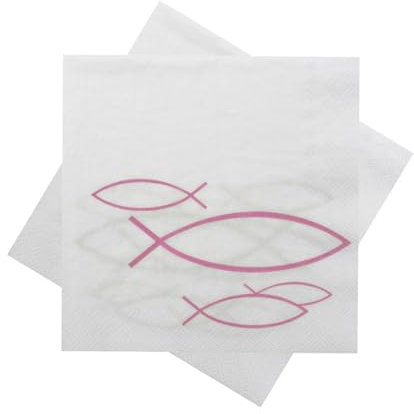 Servietten Fisch Pink Kaffeeserviette Tischdeko Kommunion Konfirmation 20 Stück