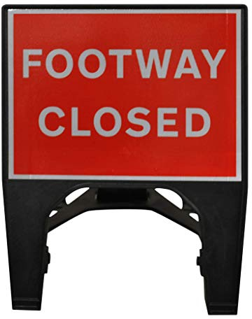 Street Solutions UK - 600 x 450mm Road Q-Sign 'Footway Closed' - Plastic with Folding Leg