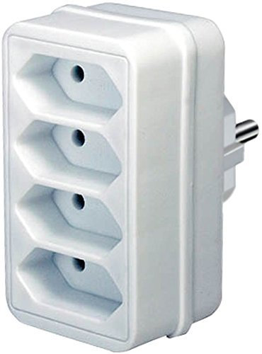 Brennenstuhl Mehrfachsteckdose, Steckdosenadapter 4-fach Eurosteckdose mit Kindersicherung, Farbe: weiß (1 Stück / 4-Fach)