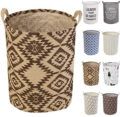 LessMo 19.7 Wäschekorb Lagerung Sorter, Pop-Up Wäschekorb Faltbar, Wasserdichte Runde Baumwolle Leinen für Schlafzimmer Lagerung Baby Kleidung Spielzeug