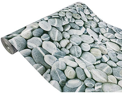 Klebefolie Möbel 45x740 cm | Selbstklebende Möbelfolie in Stein-, Marmor- und Betonoptik | Folie für Möbel wasserfest und leicht anzubringen für Küche und Bad | Kiesel