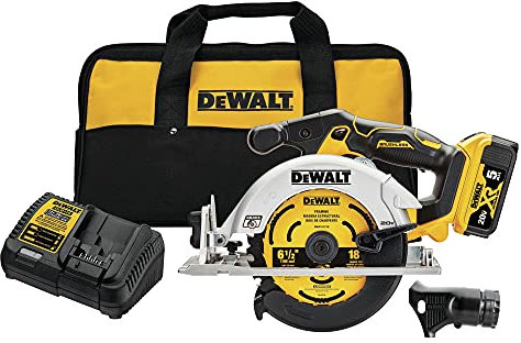 DEWALT Sierra circular de 20 V máx.*, 6-1/2 pulgadas, kit inalámbrico (DCS565P1)