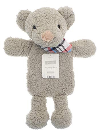 Hot Water Bottles 1 Litre Cute Animal Design Fur hot Water Bottles by E&A Distribution Limited Multiple Designs Easy Removable Cover Soft and Cosy hot Water Bags (Teddy)