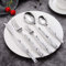 Jaeknxcg Ménagère en acier inoxydable Marbre haut de gamme blanc 5 pièces Couverts de Table Cuillère Fourchette Fourchette Cadeau ou Cuisine & Maison
