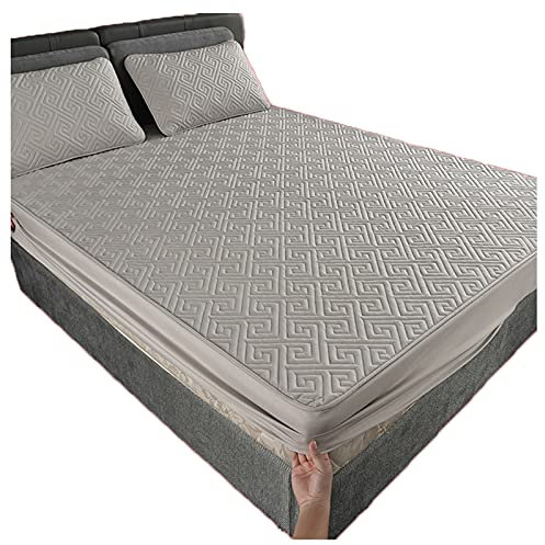 YCDZSW Matratzen Topper Bedding Gesteppte Matratzenauflage Spannbettlaken Baumwolle für Boxspringbett Waschbar Anti-Allergie (Grau,Verdickt: 180x200cm)