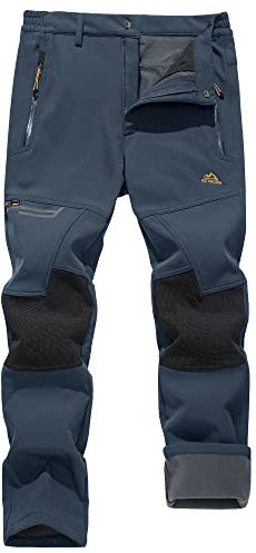 KEFITEVD Winterhose Herren Warm Gefüttert Motorradhose Winter Wanderhose Dicke Funktionshose Ripstop Outdoor Hose Atmungsaktiv Skihose Männer Dunkelgrau 34