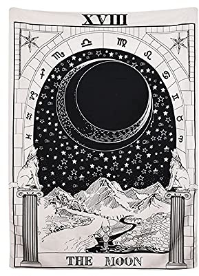 1 x Tarot-Tapisserie „Die Sonne, der Mond, der Stern“, Tarotkarte, Wandteppich, mittelalterlich, Europa, Wahrsagung, Wandbehang, geheimnisvoller Wandteppich für Heimdekoration.
