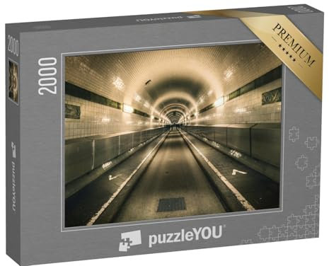 puzzleYOU: Puzzle 2000 Teile „Alter Elbtunnel, Hamburg, Deutschland“ – aus der Puzzle-Kollektion Deutschland, Schwarz-Weiß