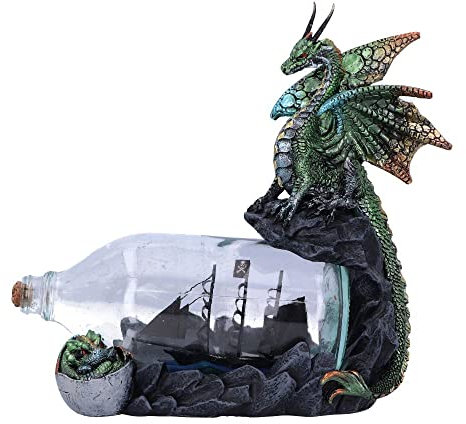Nemesis Now The Adventure Dragon Bottle Figurine, Green, 22cm (U6005V2)
