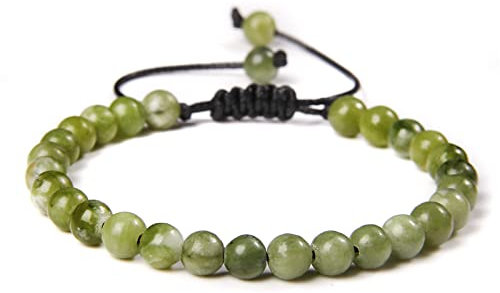 Bracelet Pierre Naturelle Homme, Bracelets En Pierre De Jade Sounthern Naturel De 6 Mm Chakra Vert Bracelet Tissé Pierres Précieuses Reiki Yoga Bijoux Porte-Bonheur Réglables Pour Hommes Femmes A