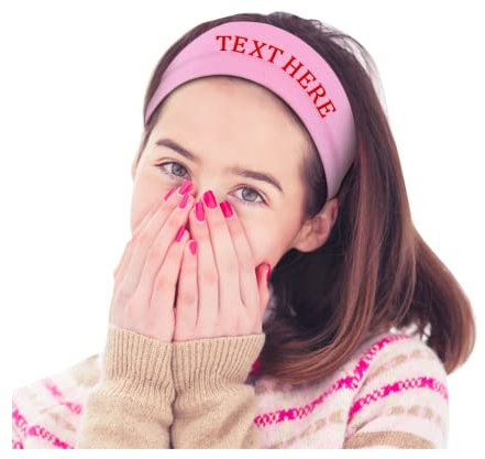 Bandeau de sport Broderie personnalisée prénom bandeau cheveux Élastiques de Sport Antidérapantes Résistant à la sueur Bandeaux de Cheveux mode - Hommes et femmes sports headband (rose)