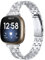 Metallarmband Kompatibel mit Fitbit Versa 4/Fitbit Sense 2/Fitbit Versa 3/Fitbit Sense Armband, Damen Herren Edelstahl Bling Strass Ersatzarmband Armband Zubehör Band Armband, Small/Large (Silber)