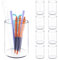 NiOffice 9 Stück transparenter Acryl-Stifthalter für den Schreibtisch, stilvoller runder Make-up-Busch-Halter, Aufbewahrungs-Organizer, Bleistift-Stiftbecher, Behälter, Bürobedarf für Zuhause, Schule