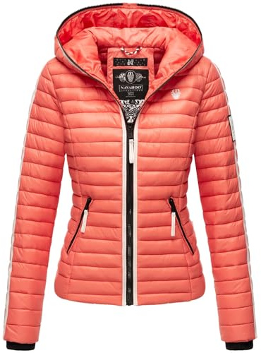 Navahoo Damen Jacke Steppjacke Übergangsjacke gesteppt Herbst Kapuze B811 [B811-Kim-Pri-Coral-Gr.S]