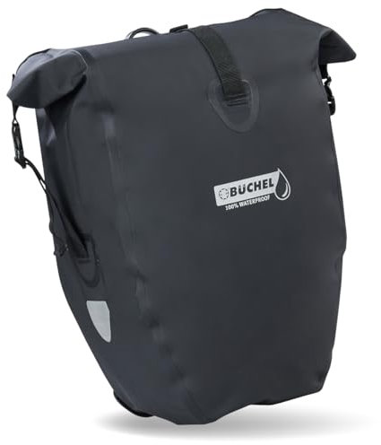 Büchel Fahrradtasche für Gepäckträger, 2er Set, 25.4 L - 100 Prozent Wasserdicht, mit Tragegriff und Schultergurt, fahrradtasche, gepäckträgertasche, fahrrad taschen hinten, 56,5 x 30 x 15 cm