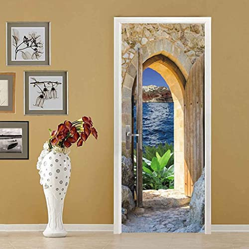 Fototapete Türtapete Selbstklebend Türposter 3D Shimen Blaue Meereslandschaft 90 X 200 Cm Türfolie Poster Türaufkleber Für Tür, Wohnzimmer, Schlafzimmer, Küche Und Bad - Fototapete Für Kinderzimmertü