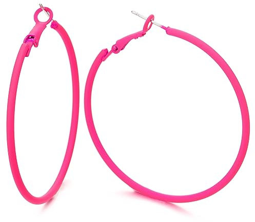 Heißes Rosa Große Kreise Statement Hoffe Huggie Ohrstecker Ohrringe