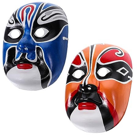 Garneck 2stücke Chinesische Peking Maske Tragbare Cosplay Maske Für Halloween Partys Wanddeko Elegantes Design Für Festlichkeiten Und Heimdekoration