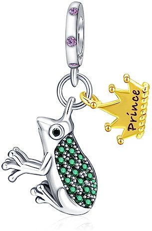 Rimgoris Breloque en argent 925 pour femmes bracelets collier Breloque de la couronne de la princesse grenouille pour collier bracelet