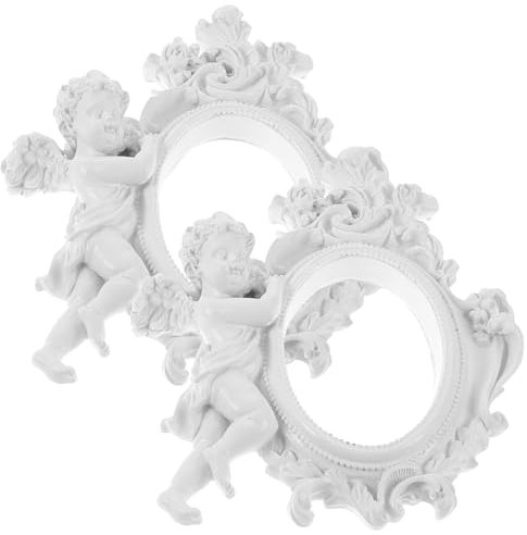 Yardenfun 2 Stücke Winzige Vintage Bilderrahmen Aus Harz Engelstatue Fotohalter Antiker Fotorahmen für Fotos Kunstwerke und Dekoration