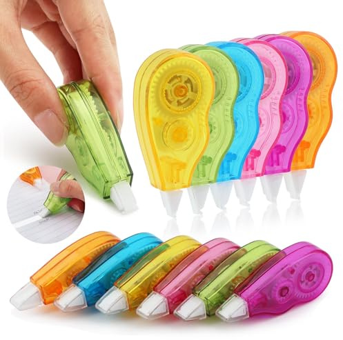 EMVANV 12pcs/2sets White Out Correction Tape, Portable Mini White Out Tape Whiteout Roller Easy to Use Applicator, White Out Tape for Homework, Note Taking, Marking and Office Documents(6 pcs)