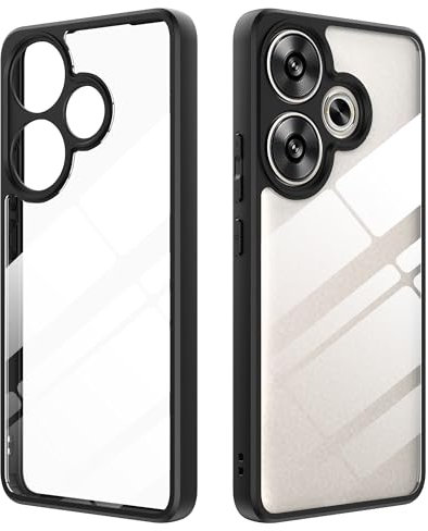 zZjoOoj Funda para Xiaomi Poco F6, [Never Yellowing] Soft TPU + PC Shockproof Mobile Phone Case Transparente, Antihuellas Xiaomi Poco F6 Case (Negro)
