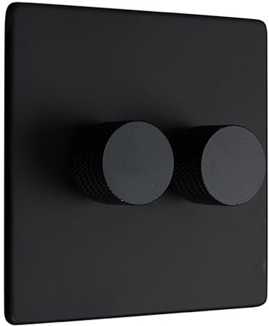 Dowsing & Reynolds Double LED Dimmer Light Switch 2 gang 2 way 5-150W Matt Black