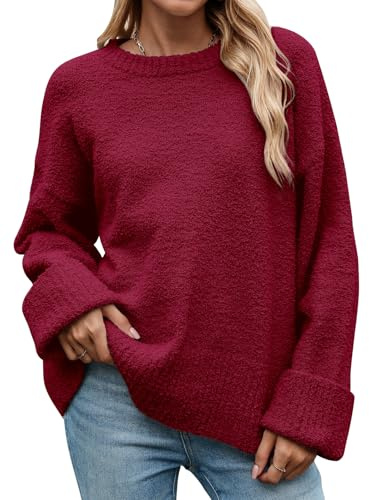 heekpek Maglione Donna Invernale Girocollo Caldo Maglia Donna Manica Lunga Morbido Casual Sciolto Maglione a Maglia Oversize Tops Autunno
