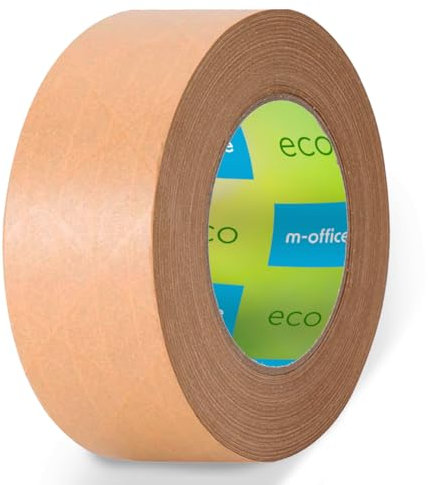 m-office Ruban Adhésif Papier Kraft, Ruban Adhésif pour Emballage de Cartons, Envois, Déménagements et Loisirs Créatifs, Ruban Papier Emballage, Scotch Brun Papier Kraft (1 unité, 72mmx50m)