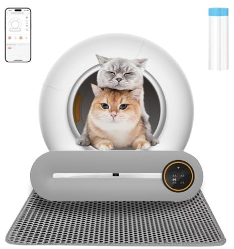 Litière électrique auto-nettoyante pour chat - Taille XXL - Avec application - Pour grands chats (type A)
